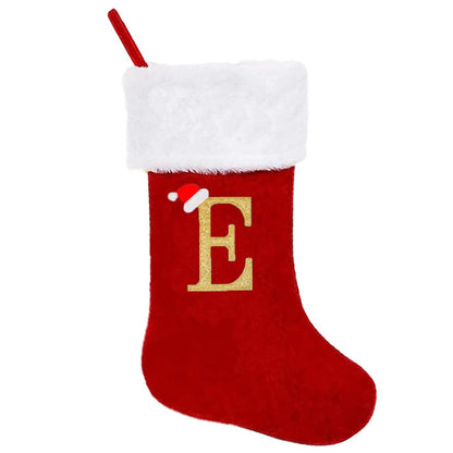 20 Inches Monogrammed Christmas Stockings,Letter A Personalized Christmas Stockings Red Stocking for Christmas Plush Cuffs Initial Christmas Stockings Holiday Xmas Gift