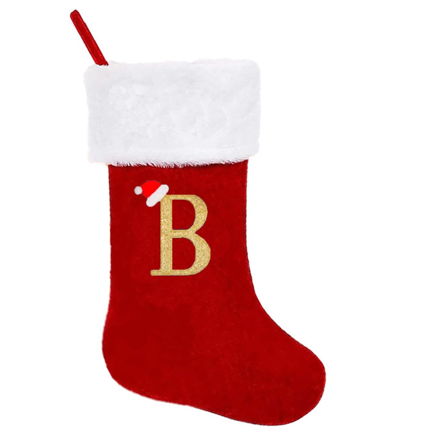 20 Inches Monogrammed Christmas Stockings,Letter A Personalized Christmas Stockings Red Stocking for Christmas Plush Cuffs Initial Christmas Stockings Holiday Xmas Gift