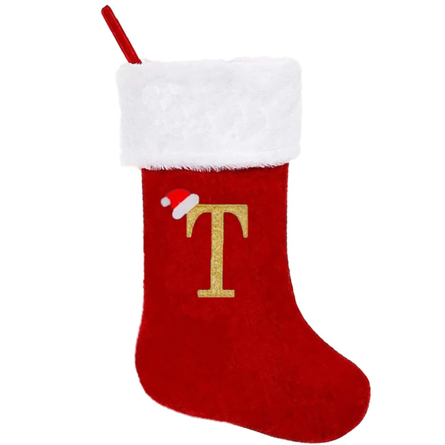 20 Inches Monogrammed Christmas Stockings,Letter A Personalized Christmas Stockings Red Stocking for Christmas Plush Cuffs Initial Christmas Stockings Holiday Xmas Gift
