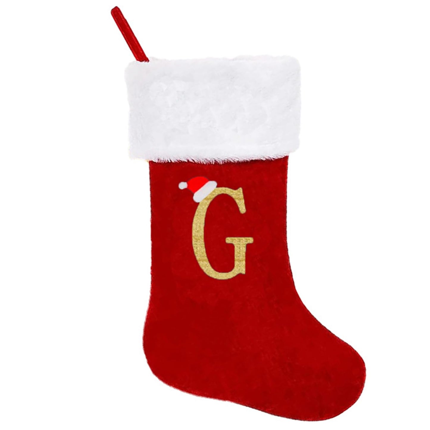 20 Inches Monogrammed Christmas Stockings,Letter A Personalized Christmas Stockings Red Stocking for Christmas Plush Cuffs Initial Christmas Stockings Holiday Xmas Gift