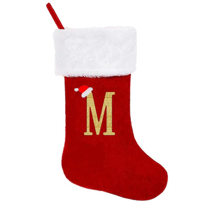 20 Inches Monogrammed Christmas Stockings,Letter A Personalized Christmas Stockings Red Stocking for Christmas Plush Cuffs Initial Christmas Stockings Holiday Xmas Gift