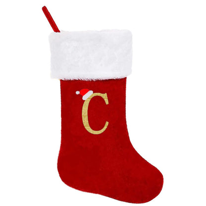 20 Inches Monogrammed Christmas Stockings,Letter A Personalized Christmas Stockings Red Stocking for Christmas Plush Cuffs Initial Christmas Stockings Holiday Xmas Gift