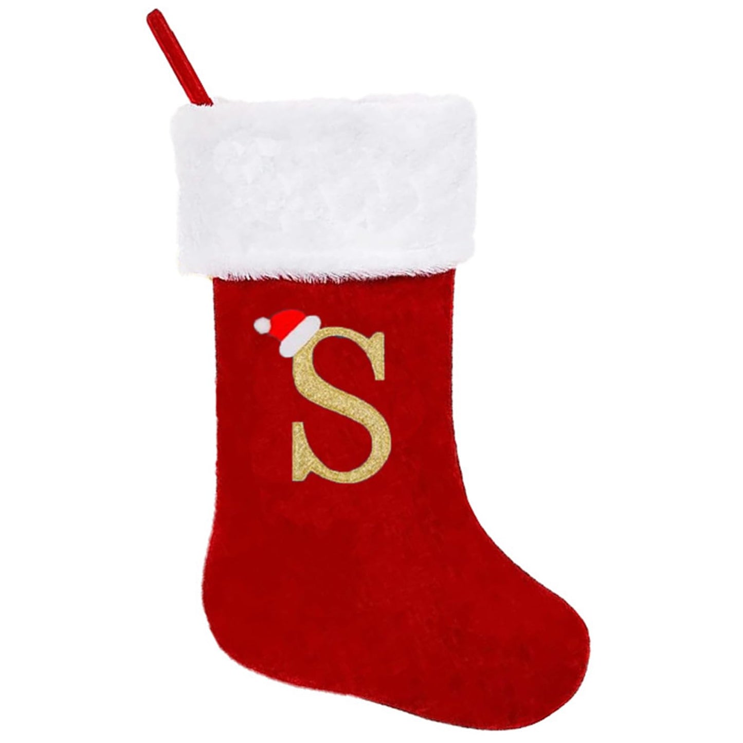 20 Inches Monogrammed Christmas Stockings,Letter A Personalized Christmas Stockings Red Stocking for Christmas Plush Cuffs Initial Christmas Stockings Holiday Xmas Gift