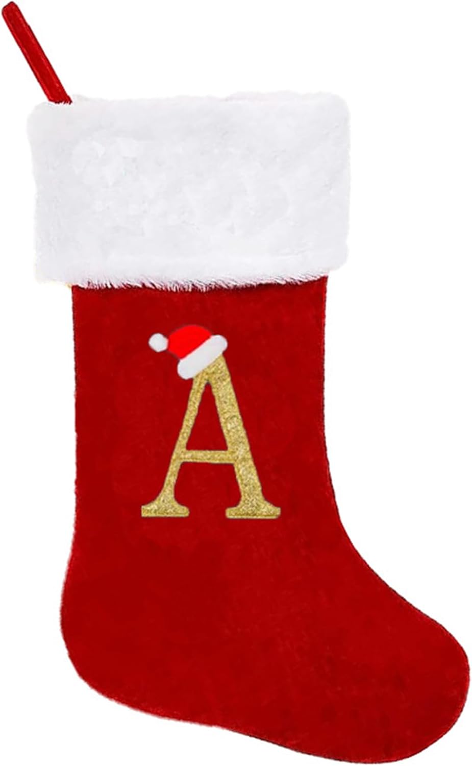 20 Inches Monogrammed Christmas Stockings,Letter A Personalized Christmas Stockings Red Stocking for Christmas Plush Cuffs Initial Christmas Stockings Holiday Xmas Gift