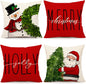 PSDWETS Christmas Pillow Covers 18x18 Set of 4 Christmas Decorations Snowman Deer Tree Winter Holiday Decor Throw Cushion Case for Home Couch