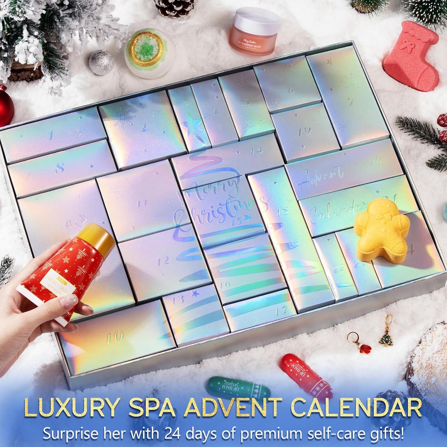 Advent Calendar 2025 for Adults Women, 24 Days Advent Beauty Calendar for Teen Girls Christmas Countdown Calendars Bath Body Spa Self Care Gift Basket for Mom Wife Girlfriend Sister Grandma Friend Her