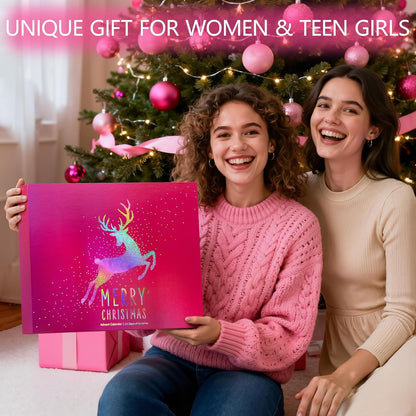 Makeup Beauty Advent Calendar 2025, 24 Days Christmas Countdown Calendar for Adults Women & Teen Girls - Cosmetic Advent Full Face Make Up Calendar Kit Xmas Gift Set for Wife Mom Friend Girlfriends