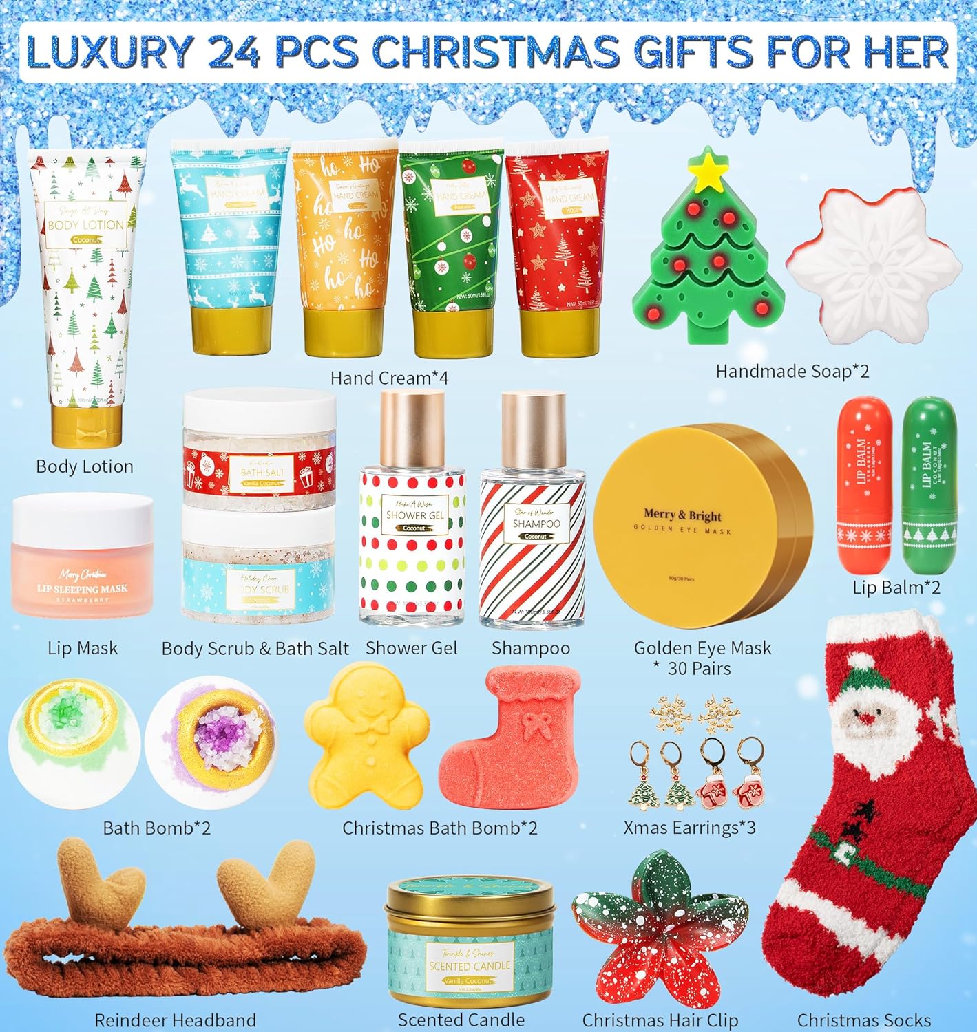 Advent Calendar 2025 for Adults Women, 24 Days Advent Beauty Calendar for Teen Girls Christmas Countdown Calendars Bath Body Spa Self Care Gift Basket for Mom Wife Girlfriend Sister Grandma Friend Her