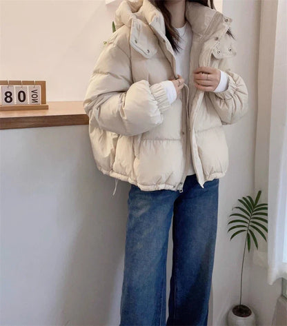 2024 New Winter Jacket Women Puffer Warm Parkas Female Long Sleeve Casual Cotton Padded Jacket Hooded Snow Wear Coat Outwear