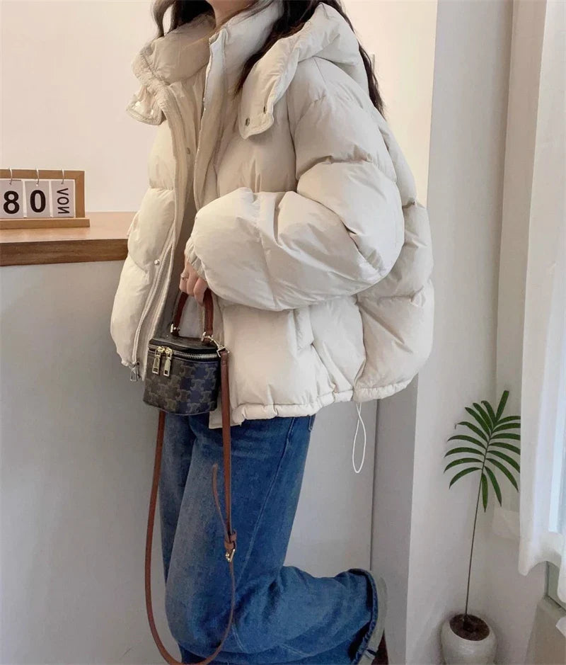 2024 New Winter Jacket Women Puffer Warm Parkas Female Long Sleeve Casual Cotton Padded Jacket Hooded Snow Wear Coat Outwear