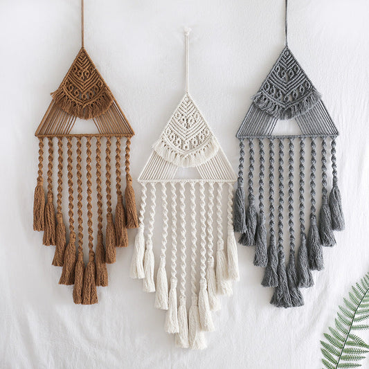 Handwoven Triangle Dream Catcher Pendant, Home Decor