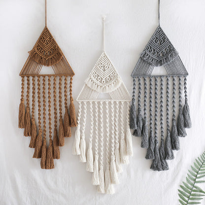 Handwoven Triangle Dream Catcher Pendant, Home Decor