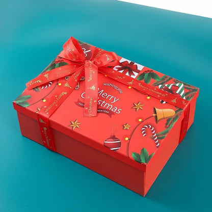 Christmas Themed Gift Box Colorful Santa Claus Design Red Lid And Base Box Christmas Packaging For Scarves And Gloves