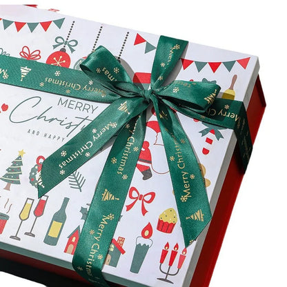 Christmas Themed Gift Box Colorful Santa Claus Design Red Lid And Base Box Christmas Packaging For Scarves And Gloves