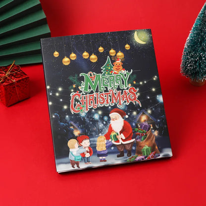 Christmas Themed 24-Door Countdown Calendar DIY Bracelet Set Children's Gift Blind Box Cartoon Style Alloy Jewelry Kit