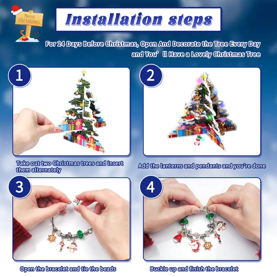 Christmas Arrival Day Calendar Gift Set DIY Blind Box Bracelet 3D Light Show Gift Box Children's Birthday Party Favour