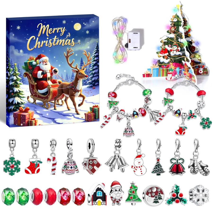 Christmas Arrival Day Calendar Gift Set DIY Blind Box Bracelet 3D Light Show Gift Box Children's Birthday Party Favour
