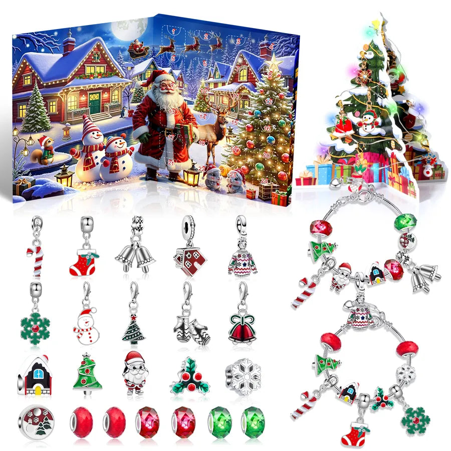 Christmas Arrival Day Calendar Gift Set DIY Blind Box Bracelet 3D Light Show Gift Box Children's Birthday Party Favour