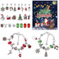 Christmas Themed 24-Door Countdown Calendar DIY Bracelet Set Children's Gift Blind Box Cartoon Style Alloy Jewelry Kit