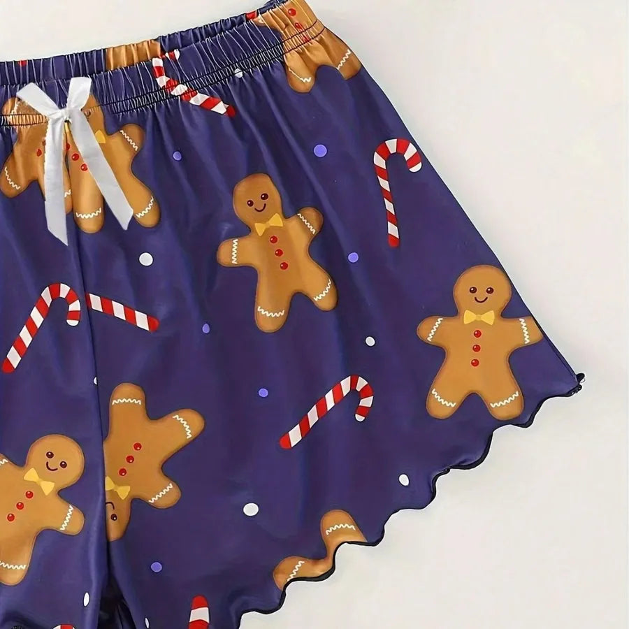 Summer Milk Sexy Women's Christmas Style Sleepwear Strap Vest Shorts Snowflake Deer Home Clothes Two-Piece Set Casual Home Wear