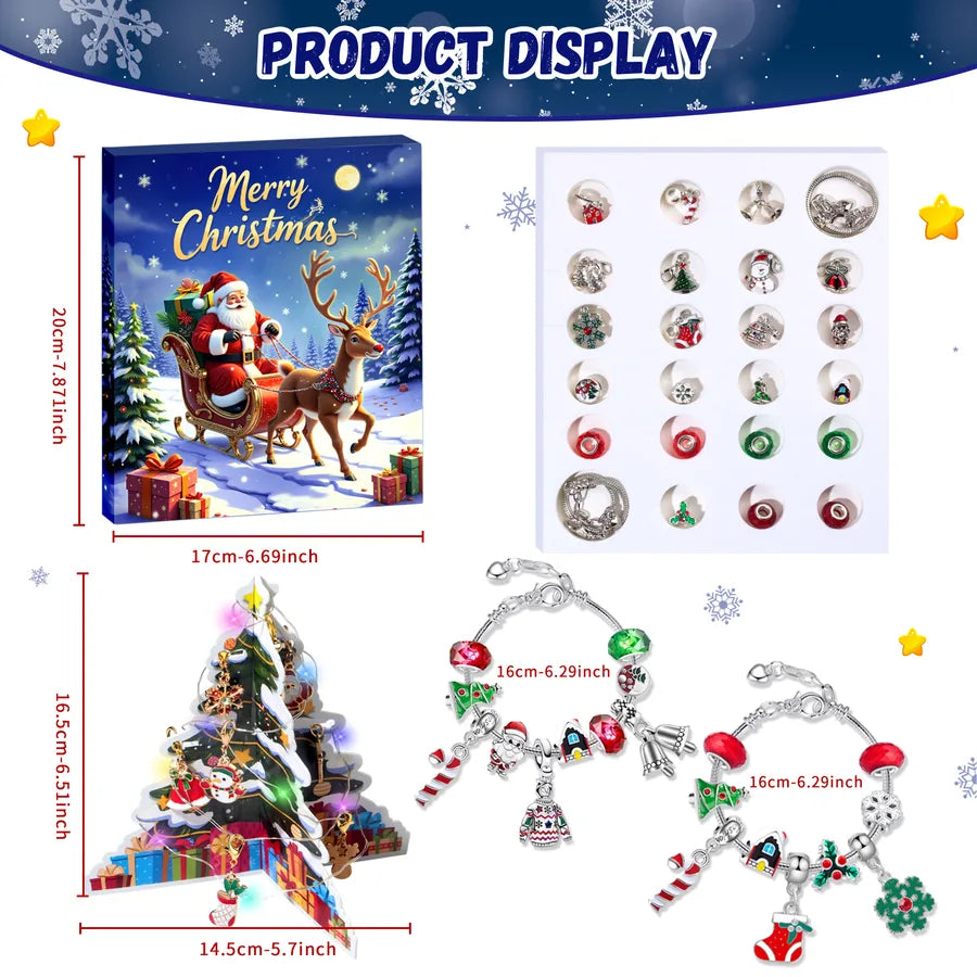 Christmas Arrival Day Calendar Gift Set DIY Blind Box Bracelet 3D Light Show Gift Box Children's Birthday Party Favour