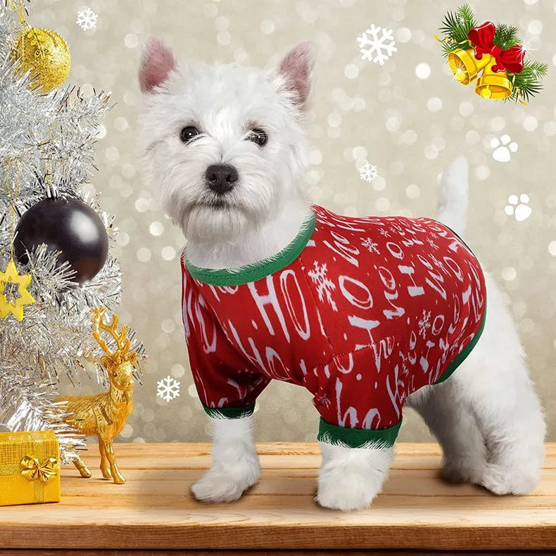 Christmas Theme Thin Print T-Shirt For Cats And Dogs Pet Clothes Polyester Material European Style Snowflake Deer Design