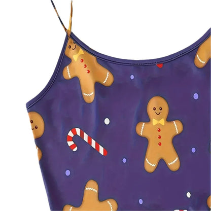 Summer Milk Sexy Women's Christmas Style Sleepwear Strap Vest Shorts Snowflake Deer Home Clothes Two-Piece Set Casual Home Wear