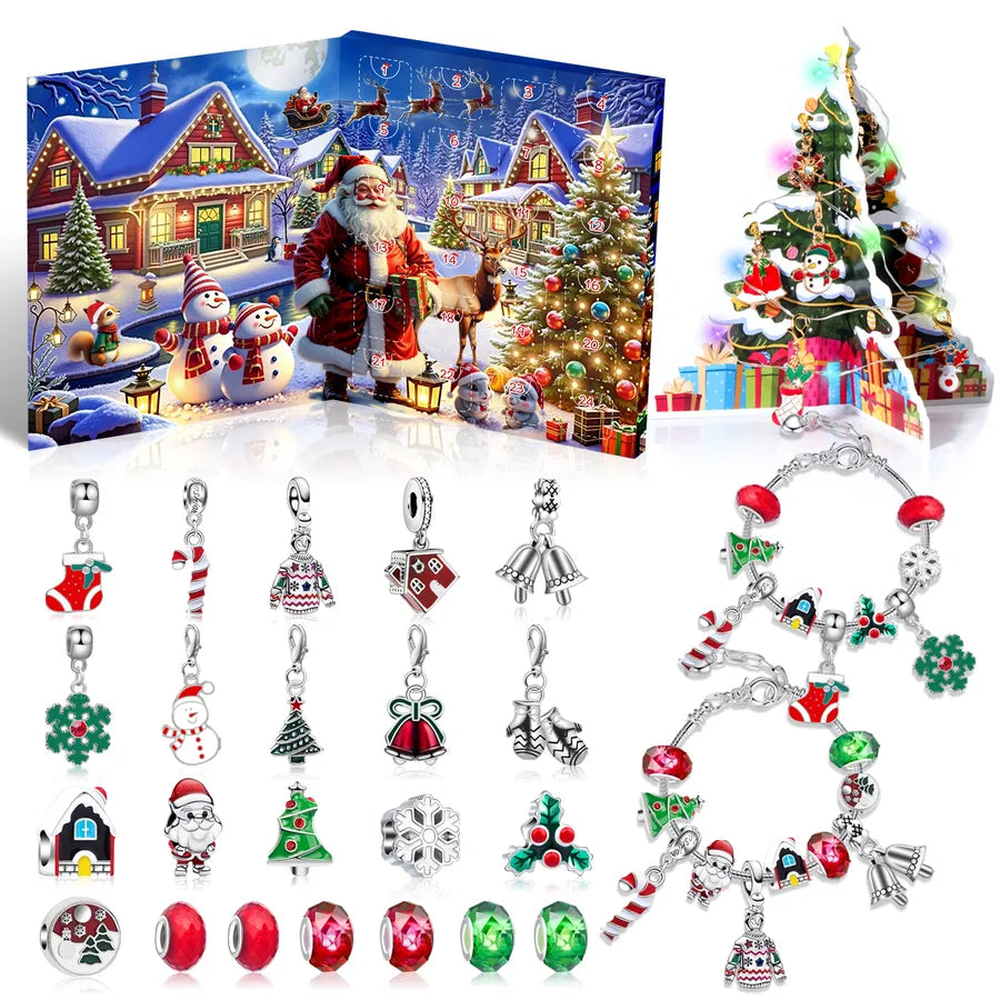 Christmas Arrival Day Calendar Gift Set DIY Blind Box Bracelet 3D Light Show Gift Box Children's Birthday Party Favour