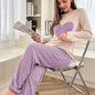 Soft Color Block Heart Pattern Sleepwear Set Women's Long Sleeve Long Pants Home Clothes Two Piece Set Spring Autumn New Style