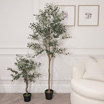 Set of 2 Faux Potted Olive Trees